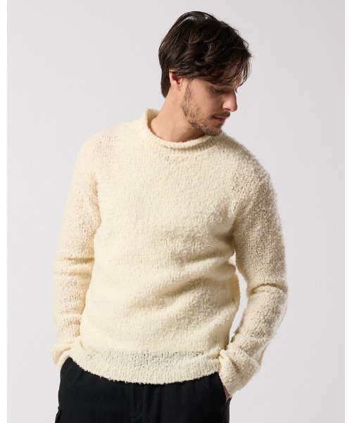 wjk(ダヴルジェイケイ)の「fancy yarn crew-neck knit(ニット/セーター・メンズ・ホワイト/チャコールグレー/ブラック・SMALL/MEDIUM/LARGE/X-LARGE)」の1枚目の写真