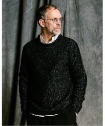 fancy yarn crew-neck knit