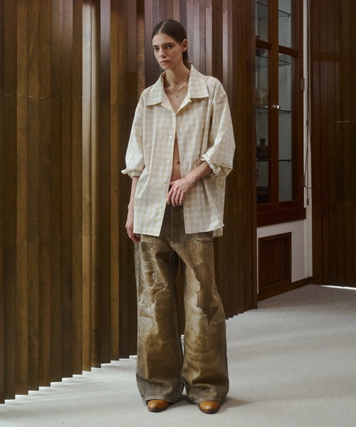 soerte（ソエルテ）の「Faded Plaid Open Collar Shirt / レトロチェックオープンカラーシャツ（シャツ/ブラウス・メンズ・ホワイト/オレンジ/チャコールグレー・1/3/2）」の18枚目の写真