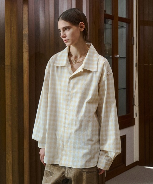 soerte（ソエルテ）の「Faded Plaid Open Collar Shirt / レトロチェックオープンカラーシャツ（シャツ/ブラウス・メンズ・ホワイト/オレンジ/チャコールグレー・1/3/2）」の16枚目の写真
