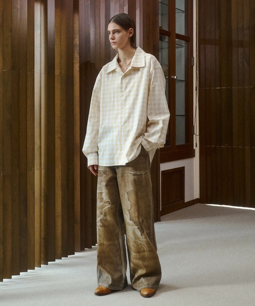 soerte（ソエルテ）の「Faded Plaid Open Collar Shirt / レトロチェックオープンカラーシャツ（シャツ/ブラウス・メンズ・ホワイト/オレンジ/チャコールグレー・1/3/2）」の17枚目の写真