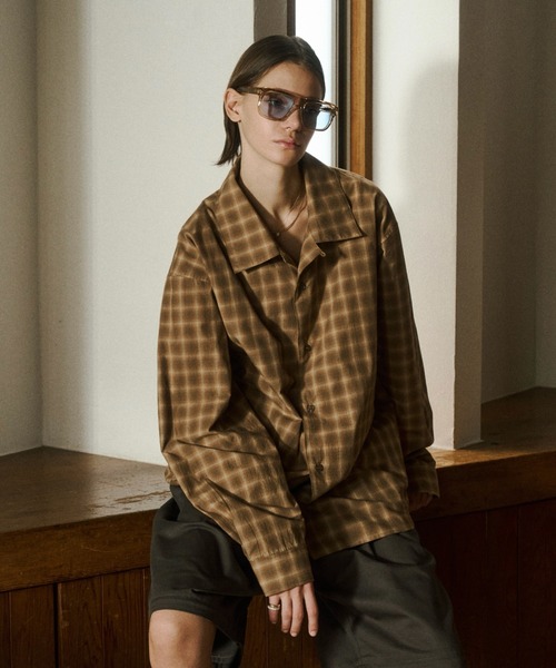 soerte（ソエルテ）の「Faded Plaid Open Collar Shirt / レトロチェックオープンカラーシャツ（シャツ/ブラウス・メンズ・ホワイト/オレンジ/チャコールグレー・1/3/2）」の11枚目の写真