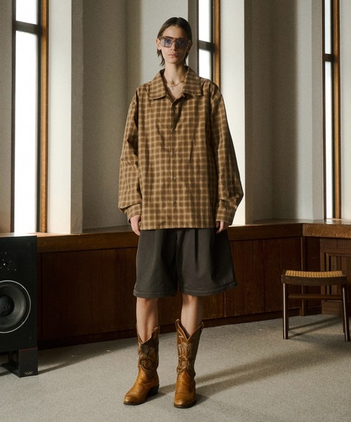 soerte（ソエルテ）の「Faded Plaid Open Collar Shirt / レトロチェックオープンカラーシャツ（シャツ/ブラウス・メンズ・ホワイト/オレンジ/チャコールグレー・1/3/2）」の10枚目の写真