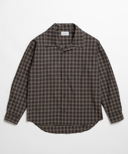 soerte（ソエルテ）の「Faded Plaid Open Collar Shirt / レトロチェックオープンカラーシャツ（シャツ/ブラウス・メンズ・ホワイト/オレンジ/チャコールグレー・1/3/2）」の7枚目の写真