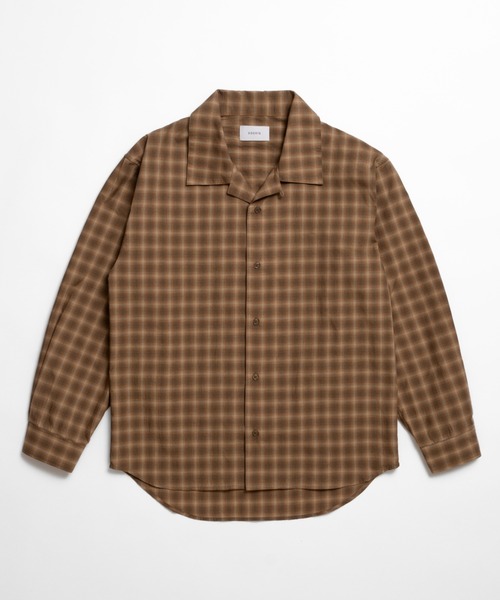 soerte（ソエルテ）の「Faded Plaid Open Collar Shirt / レトロチェックオープンカラーシャツ（シャツ/ブラウス・メンズ・ホワイト/オレンジ/チャコールグレー・1/3/2）」の13枚目の写真