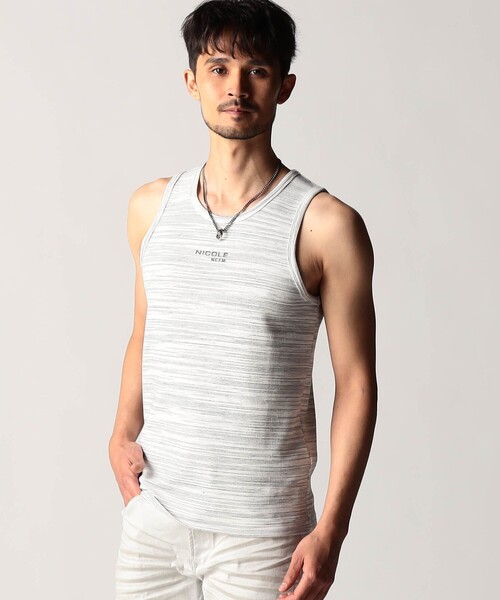 NICOLE CLUB FOR MEN(ニコルクラブフォーメン)の「ランダムテレコ・メランジ天竺タンクトップ(タンクトップ・メンズ・ブラック/その他4/ホワイト/ネイビー/その他2/その他3・XL/L/M)」の4枚目の写真