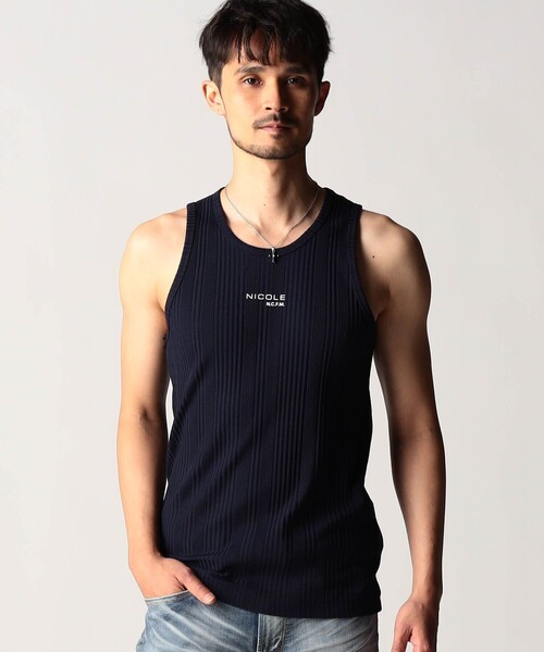 NICOLE CLUB FOR MEN(ニコルクラブフォーメン)の「ランダムテレコ・メランジ天竺タンクトップ(タンクトップ・メンズ・ブラック/その他4/ホワイト/ネイビー/その他2/その他3・XL/L/M)」の3枚目の写真