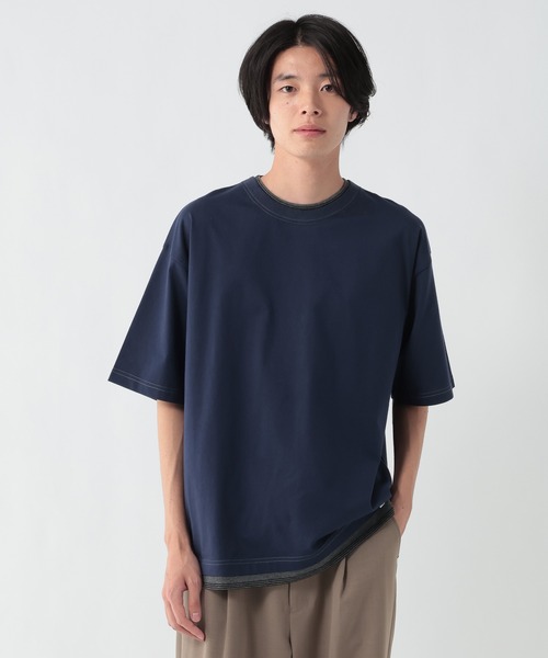 GEORGE'S(ジョージズ)の「配色レイヤードTシャツ(Tシャツ/カットソー・メンズ・ネイビー/ブラウン系その他・LARGE/MEDIUM)」の2枚目の写真