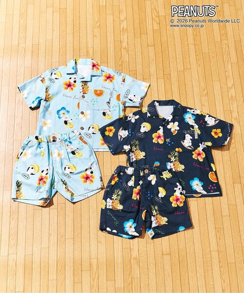 PEANUTS(ピーナッツ)の「PEANUTS MIX ARTアロハショーツ(その他パンツ・キッズ・サックスブルー/ブラック・140/130/120/110/100/90/80)」の6枚目の写真
