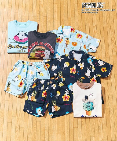 PEANUTS(ピーナッツ)の「PEANUTS MIX ARTアロハショーツ(その他パンツ・キッズ・サックスブルー/ブラック・140/130/120/110/100/90/80)」の7枚目の写真