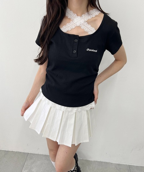 PHILLY(フィリー)の「レースチョーカードッキングT(Tシャツ/カットソー・レディース・ブラック/グレー・FREE)」の5枚目の写真