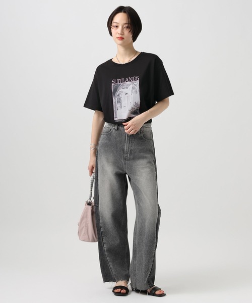 BAYFLOW（ベイフロー）の「アソート箔プリント半袖Tシャツ（Tシャツ/カットソー・レディース・ブラック/オフホワイト/グレー・FREE）」の14枚目の写真