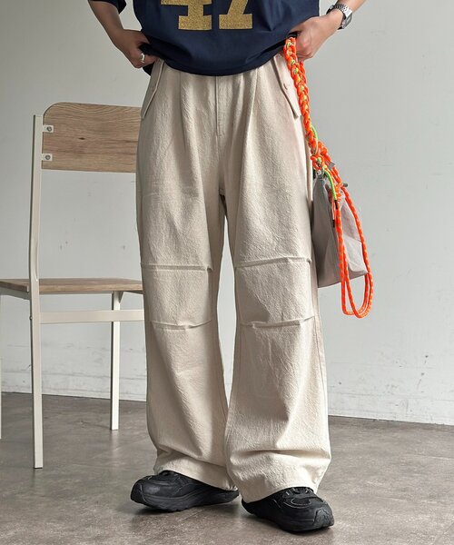 CPCM(シーピーシーエム)の「綿麻ニータックパンツ(その他パンツ・メンズ・ブラック/アイボリー/ネイビー・MEDIUM/LARGE)」の2枚目の写真