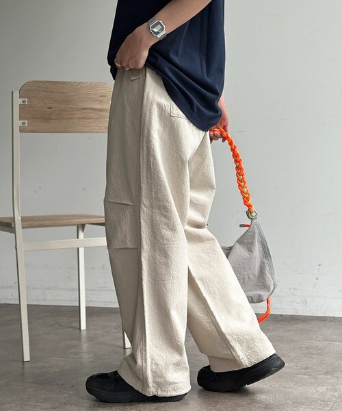 CPCM(シーピーシーエム)の「綿麻ニータックパンツ(その他パンツ・メンズ・ブラック/アイボリー/ネイビー・MEDIUM/LARGE)」の5枚目の写真