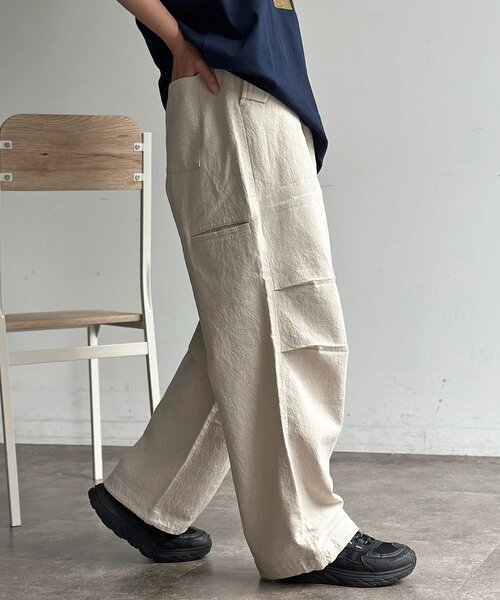 CPCM(シーピーシーエム)の「綿麻ニータックパンツ(その他パンツ・メンズ・ブラック/アイボリー/ネイビー・MEDIUM/LARGE)」の7枚目の写真