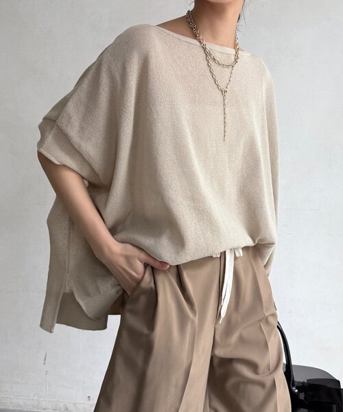 DouDou（ドゥドゥ）の「和紙ポンチョプルオーバー（Tシャツ/カットソー・レディース・ブルー/チャコールグレー/ベージュ・FREE）」の20枚目の写真