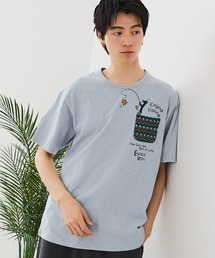 【BLUE STANDARD/ブルースタンダード】【涼しい スラブ天竺】 アニマルプリント ポケット付きTシャツ 綿100% 凹凸素材 ペンギン ゆるかわ 凹凸素材 部屋着 ワンマイル キャンプ
