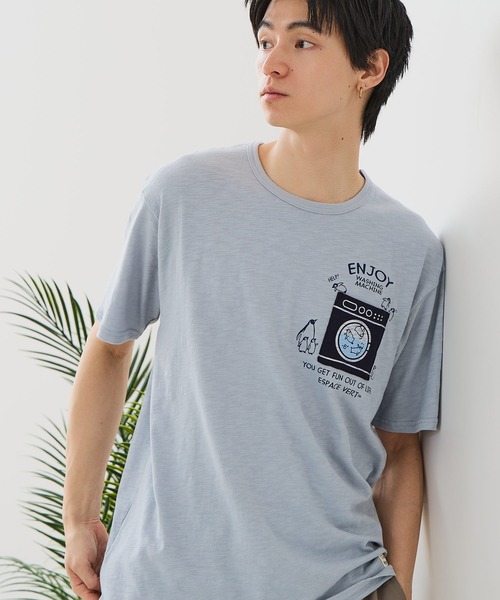 Blue Standard (ブルースタンダード)の「【BLUE STANDARD/ブルースタンダード】【涼しい スラブ天竺】 アニマルプリント ポケット付きTシャツ 綿100% 凹凸素材 ペンギン ゆるかわ 凹凸素材 部屋着 ワンマイル キャンプ(Tシャツ/カットソー・メンズ・その他/その他1/その他2/その他3/その他4・MEDIUM/X-LARGE/LARGE)」の5枚目の写真