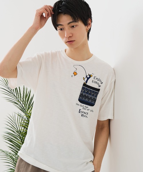 Blue Standard (ブルースタンダード)の「【BLUE STANDARD/ブルースタンダード】【涼しい スラブ天竺】 アニマルプリント ポケット付きTシャツ 綿100% 凹凸素材 ペンギン ゆるかわ 凹凸素材 部屋着 ワンマイル キャンプ(Tシャツ/カットソー・メンズ・その他/その他1/その他2/その他3/その他4・MEDIUM/X-LARGE/LARGE)」の6枚目の写真