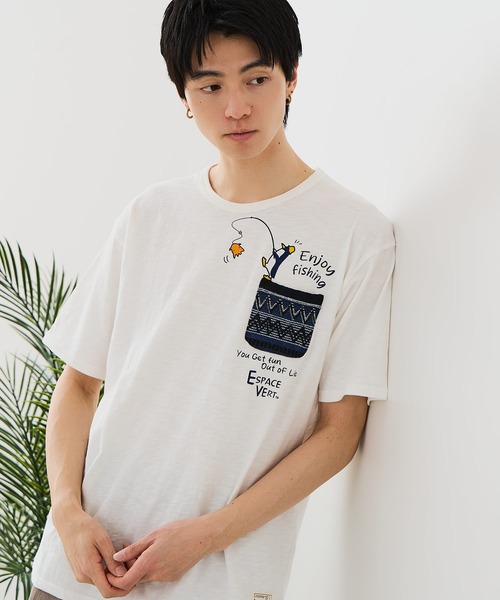 Blue Standard (ブルースタンダード)の「【BLUE STANDARD/ブルースタンダード】【涼しい スラブ天竺】 アニマルプリント ポケット付きTシャツ 綿100% 凹凸素材 ペンギン ゆるかわ 凹凸素材 部屋着 ワンマイル キャンプ(Tシャツ/カットソー・メンズ・その他/その他1/その他2/その他3/その他4・MEDIUM/X-LARGE/LARGE)」の7枚目の写真