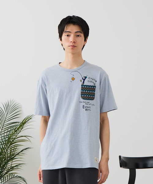 Blue Standard (ブルースタンダード)の「【BLUE STANDARD/ブルースタンダード】【涼しい スラブ天竺】 アニマルプリント ポケット付きTシャツ 綿100% 凹凸素材 ペンギン ゆるかわ 凹凸素材 部屋着 ワンマイル キャンプ(Tシャツ/カットソー・メンズ・その他/その他1/その他2/その他3/その他4・MEDIUM/X-LARGE/LARGE)」の12枚目の写真