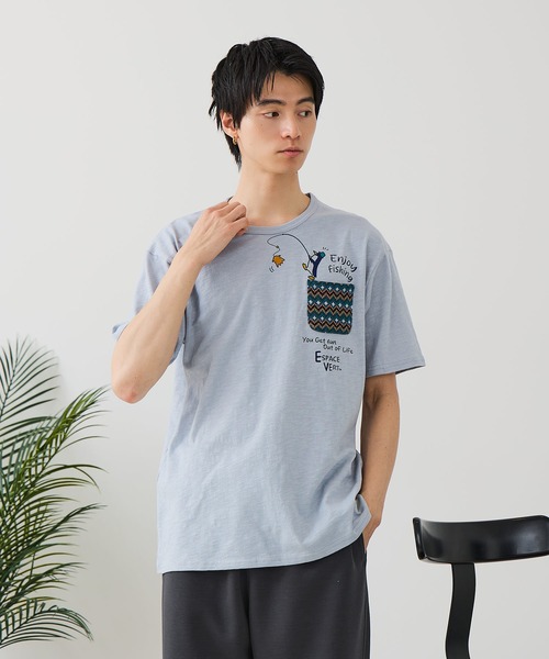Blue Standard (ブルースタンダード)の「【BLUE STANDARD/ブルースタンダード】【涼しい スラブ天竺】 アニマルプリント ポケット付きTシャツ 綿100% 凹凸素材 ペンギン ゆるかわ 凹凸素材 部屋着 ワンマイル キャンプ(Tシャツ/カットソー・メンズ・その他/その他1/その他2/その他3/その他4・MEDIUM/X-LARGE/LARGE)」の14枚目の写真