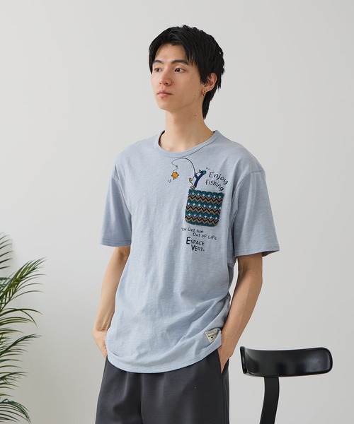 Blue Standard (ブルースタンダード)の「【BLUE STANDARD/ブルースタンダード】【涼しい スラブ天竺】 アニマルプリント ポケット付きTシャツ 綿100% 凹凸素材 ペンギン ゆるかわ 凹凸素材 部屋着 ワンマイル キャンプ(Tシャツ/カットソー・メンズ・その他/その他1/その他2/その他3/その他4・MEDIUM/X-LARGE/LARGE)」の15枚目の写真