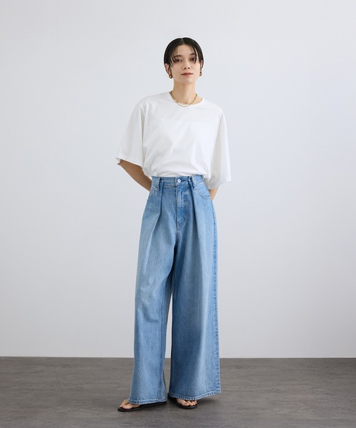 SALON adam et rope'(サロン アダム エ ロペ)の「プリマベールハーフスリーブTシャツ / UVケア(Tシャツ/カットソー・レディース・ブラック/オフホワイト/キャメル・FREE)」の7枚目の写真