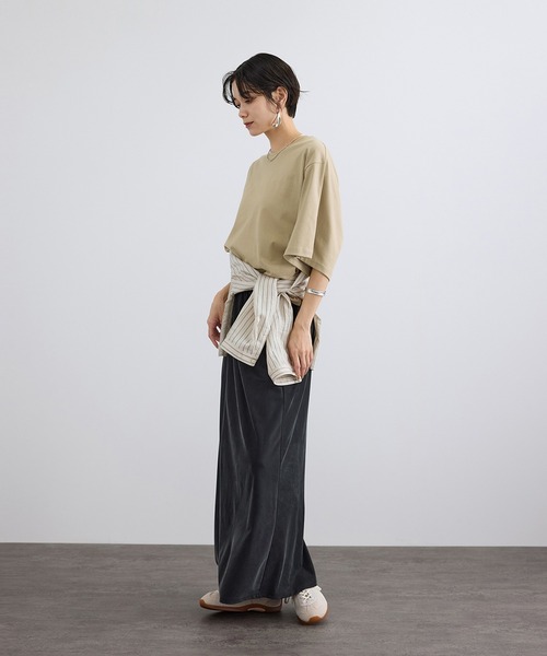 SALON adam et rope'(サロン アダム エ ロペ)の「プリマベールハーフスリーブTシャツ / UVケア(Tシャツ/カットソー・レディース・ブラック/オフホワイト/キャメル・FREE)」の8枚目の写真