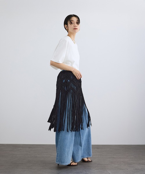 SALON adam et rope'(サロン アダム エ ロペ)の「プリマベールハーフスリーブTシャツ / UVケア(Tシャツ/カットソー・レディース・ブラック/オフホワイト/キャメル・FREE)」の12枚目の写真