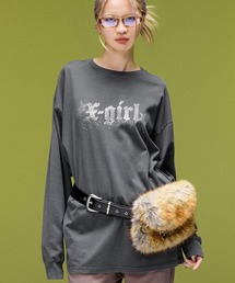 X-girl | FADED RHINESTONE STARDUST LOGO L/S BIG TEE DRESS(ワンピース)