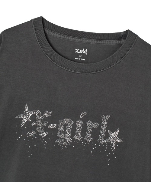 X-girl（エックスガール）の「FADED RHINESTONE STARDUST LOGO L/S BIG TEE DRESS（ワンピース・レディース・ブラウン/ブラック/オリーブ・S/M）」の10枚目の写真