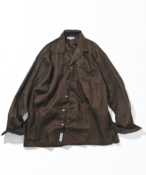 CAHLUMN(カウラム)の「CAHLUMN/カウラム Linen Open Collar Long Sleeve Shirt(シャツ/ブラウス・メンズ・ネイビー/ブラウン/ホワイト/ライトグレー/サックスブルー・LARGE/X-LARGE/XX-LARGE/MEDIUM)」の4枚目の写真