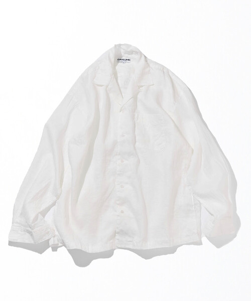 CAHLUMN(カウラム)の「CAHLUMN/カウラム Linen Open Collar Long Sleeve Shirt(シャツ/ブラウス・メンズ・ネイビー/ブラウン/ホワイト/ライトグレー/サックスブルー・LARGE/X-LARGE/XX-LARGE/MEDIUM)」の2枚目の写真