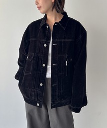 CANAL JEAN | SUPERTHANKS ブラックフロッキーデニムジャケット(デニムジャケット)