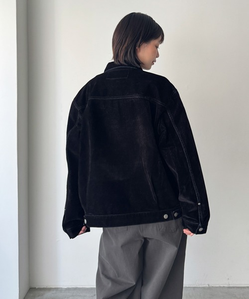 CANAL JEAN(キャナルジーン)の「SUPERTHANKS ブラックフロッキーデニムジャケット(デニムジャケット・レディース・ブラック・SMALL)」の4枚目の写真
