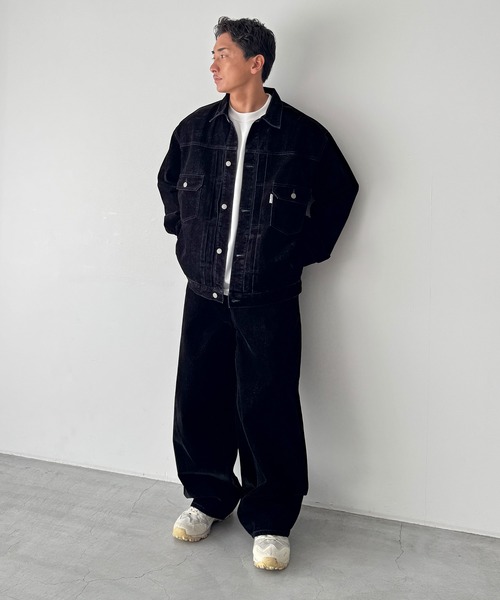 CANAL JEAN(キャナルジーン)の「SUPERTHANKS ブラックフロッキーデニムジャケット(デニムジャケット・レディース・ブラック・SMALL)」の7枚目の写真