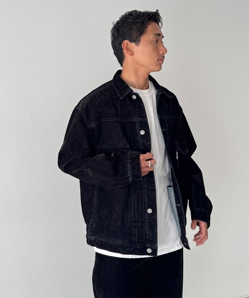 CANAL JEAN(キャナルジーン)の「SUPERTHANKS ブラックフロッキーデニムジャケット(デニムジャケット・レディース・ブラック・SMALL)」の8枚目の写真