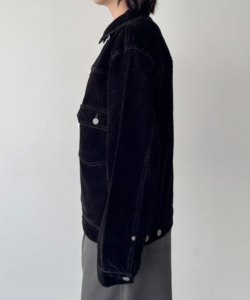 CANAL JEAN(キャナルジーン)の「SUPERTHANKS ブラックフロッキーデニムジャケット(デニムジャケット・レディース・ブラック・SMALL)」の11枚目の写真