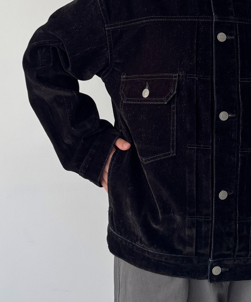 CANAL JEAN(キャナルジーン)の「SUPERTHANKS ブラックフロッキーデニムジャケット(デニムジャケット・レディース・ブラック・SMALL)」の14枚目の写真