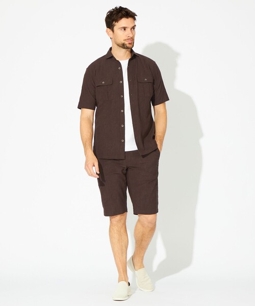 EPOCA UOMO(エポカウォモ)の「リンクルワッシャーシャツ(シャツ/ブラウス・メンズ・ダークブラウン/ブラック・46/48)」の4枚目の写真