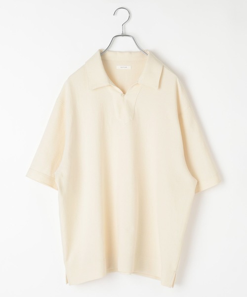 BAYFLOW（ベイフロー）の「キーネックシャツ（ポロシャツ・メンズ・アイボリー/ブラウン・LARGE/MEDIUM）」の10枚目の写真