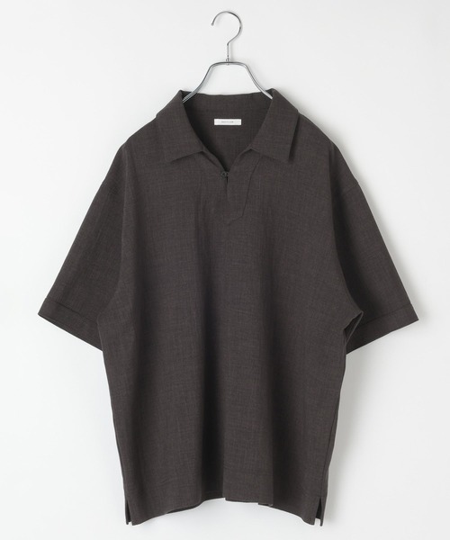 BAYFLOW（ベイフロー）の「キーネックシャツ（ポロシャツ・メンズ・アイボリー/ブラウン・LARGE/MEDIUM）」の8枚目の写真