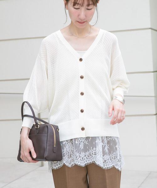 ITEMS URBANRESEARCH（アイテムズ アーバンリサーチ）の「メッシュ半袖カーディガン（ニット/セーター・レディース・ベージュ/ブラック/ホワイト・FREE）」の20枚目の写真
