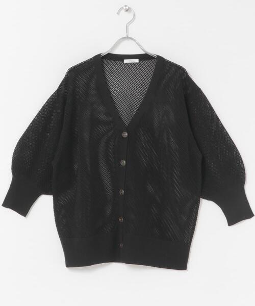 ITEMS URBANRESEARCH（アイテムズ アーバンリサーチ）の「メッシュ半袖カーディガン（ニット/セーター・レディース・ベージュ/ブラック/ホワイト・FREE）」の8枚目の写真