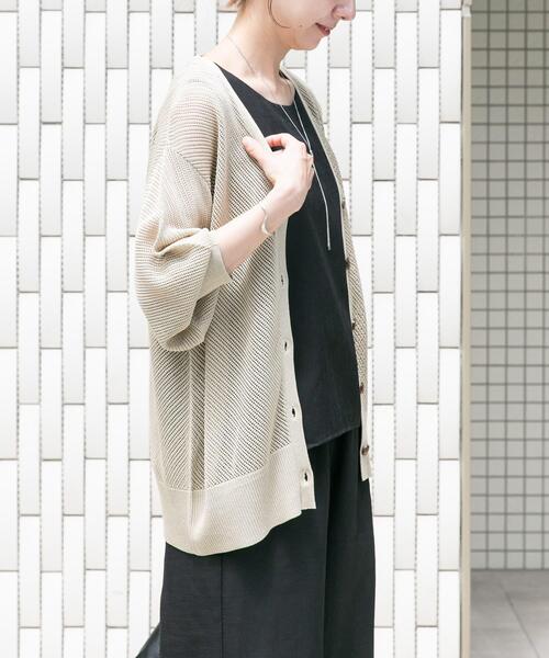 ITEMS URBANRESEARCH（アイテムズ アーバンリサーチ）の「メッシュ半袖カーディガン（ニット/セーター・レディース・ベージュ/ブラック/ホワイト・FREE）」の10枚目の写真