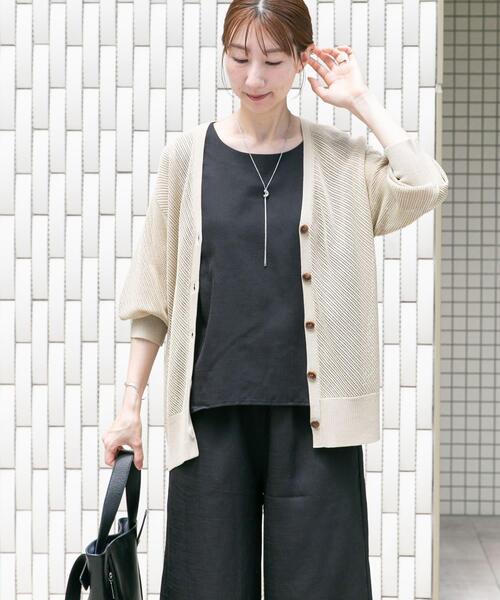 ITEMS URBANRESEARCH（アイテムズ アーバンリサーチ）の「メッシュ半袖カーディガン（ニット/セーター・レディース・ベージュ/ブラック/ホワイト・FREE）」の11枚目の写真