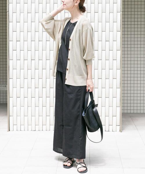 ITEMS URBANRESEARCH（アイテムズ アーバンリサーチ）の「メッシュ半袖カーディガン（ニット/セーター・レディース・ベージュ/ブラック/ホワイト・FREE）」の12枚目の写真