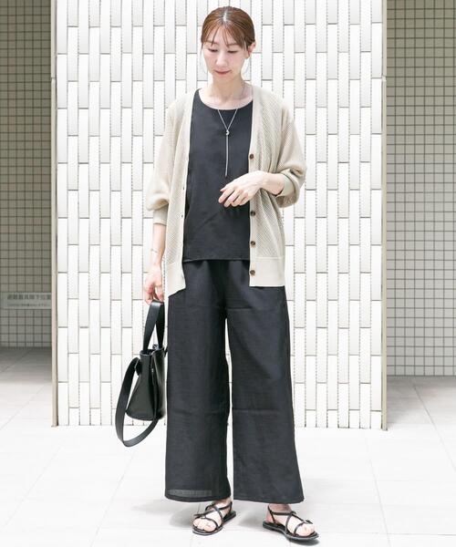 ITEMS URBANRESEARCH（アイテムズ アーバンリサーチ）の「メッシュ半袖カーディガン（ニット/セーター・レディース・ベージュ/ブラック/ホワイト・FREE）」の13枚目の写真