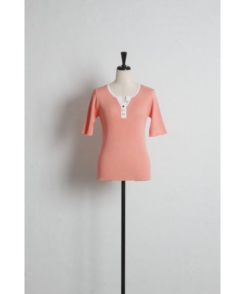 tocco closet(トッコ クローゼット)の「【ZOZO限定】接触冷感バイカラー半袖リブニットトップス(ニット/セーター・レディース・ブラック/ネイビー/コーラルピンク・M)」の22枚目の写真